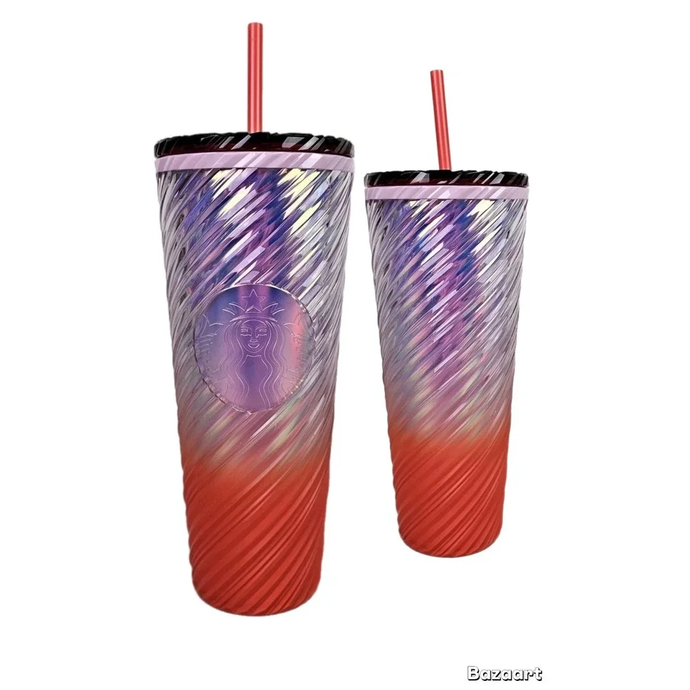 New‎ Starbucks Winter 2025 Sunrise Red Orange Pearl Ombre Swirl Venti Tumbler 24